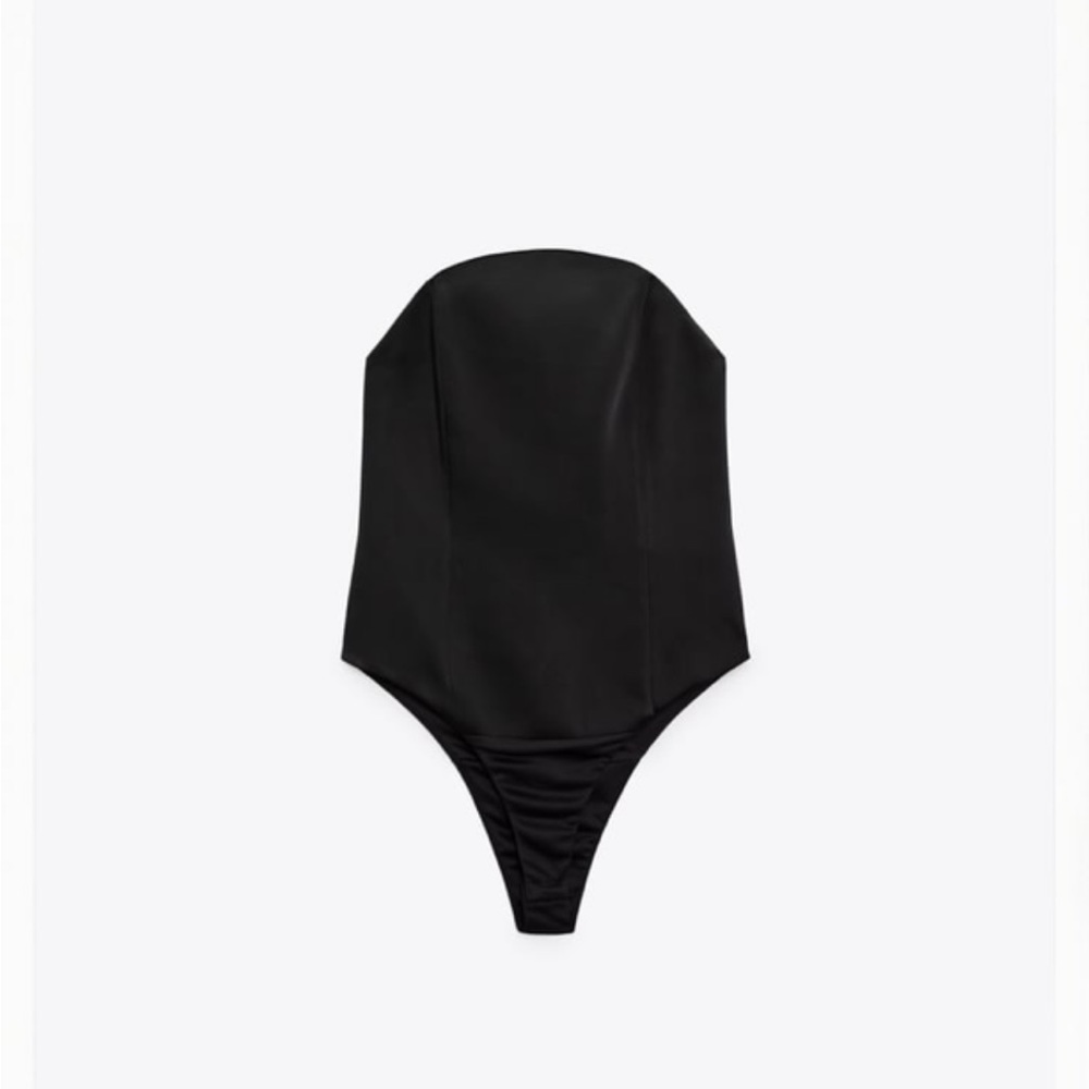 Zara sateen black bodysuit size small new with tags